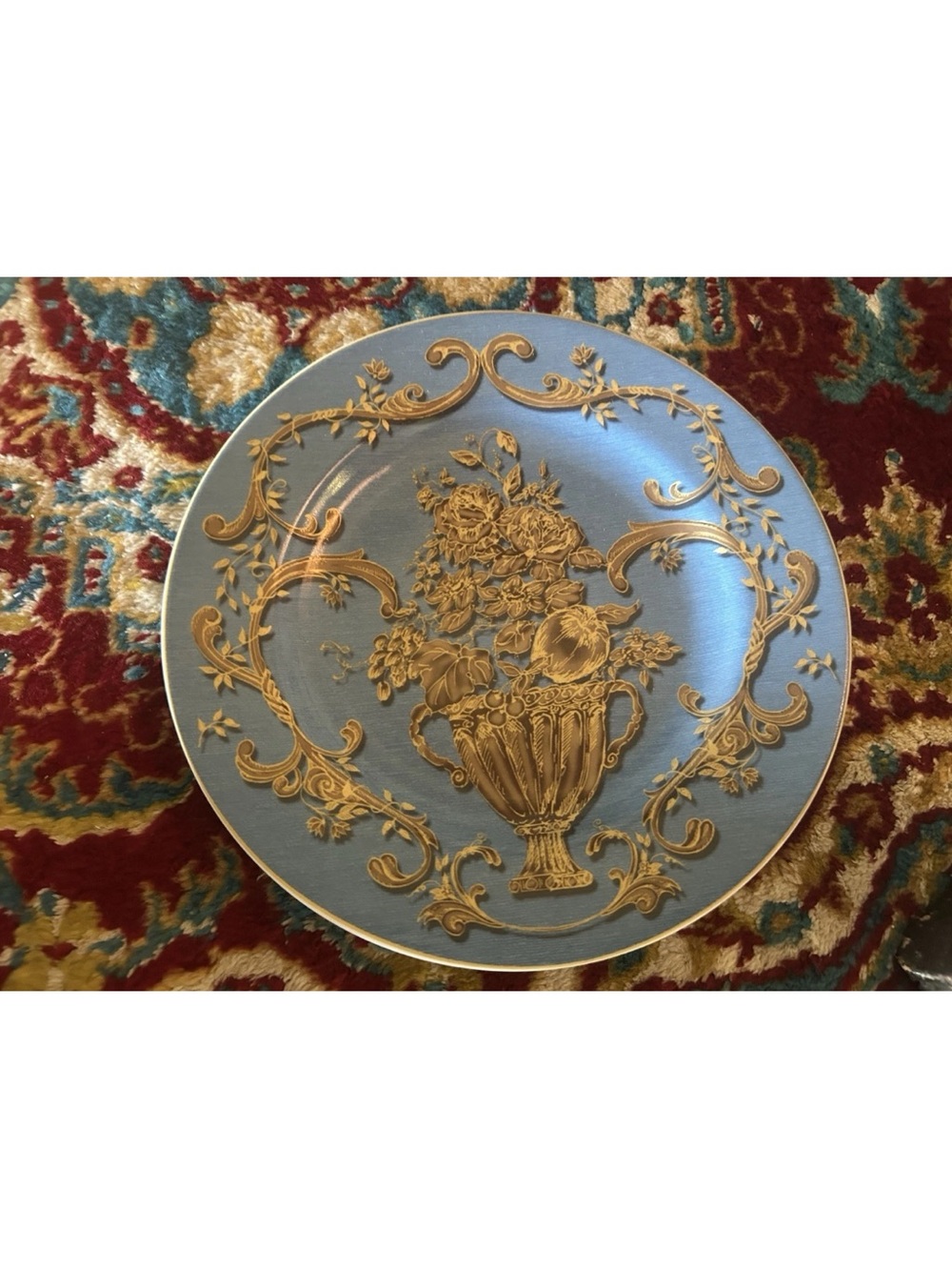 4 American Atelier At Home Blue Jardiniere Dessert Plates 5240 In Box - Picture 5 of 9